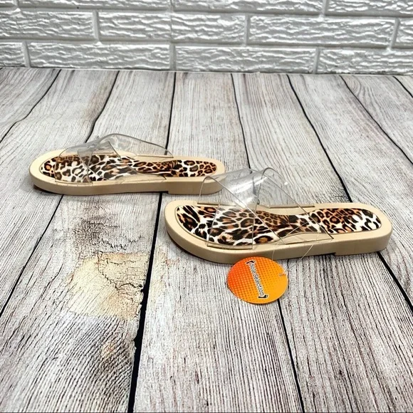 Sole Selection Clear Leopard Slides Sandals - Picture 4 of 5